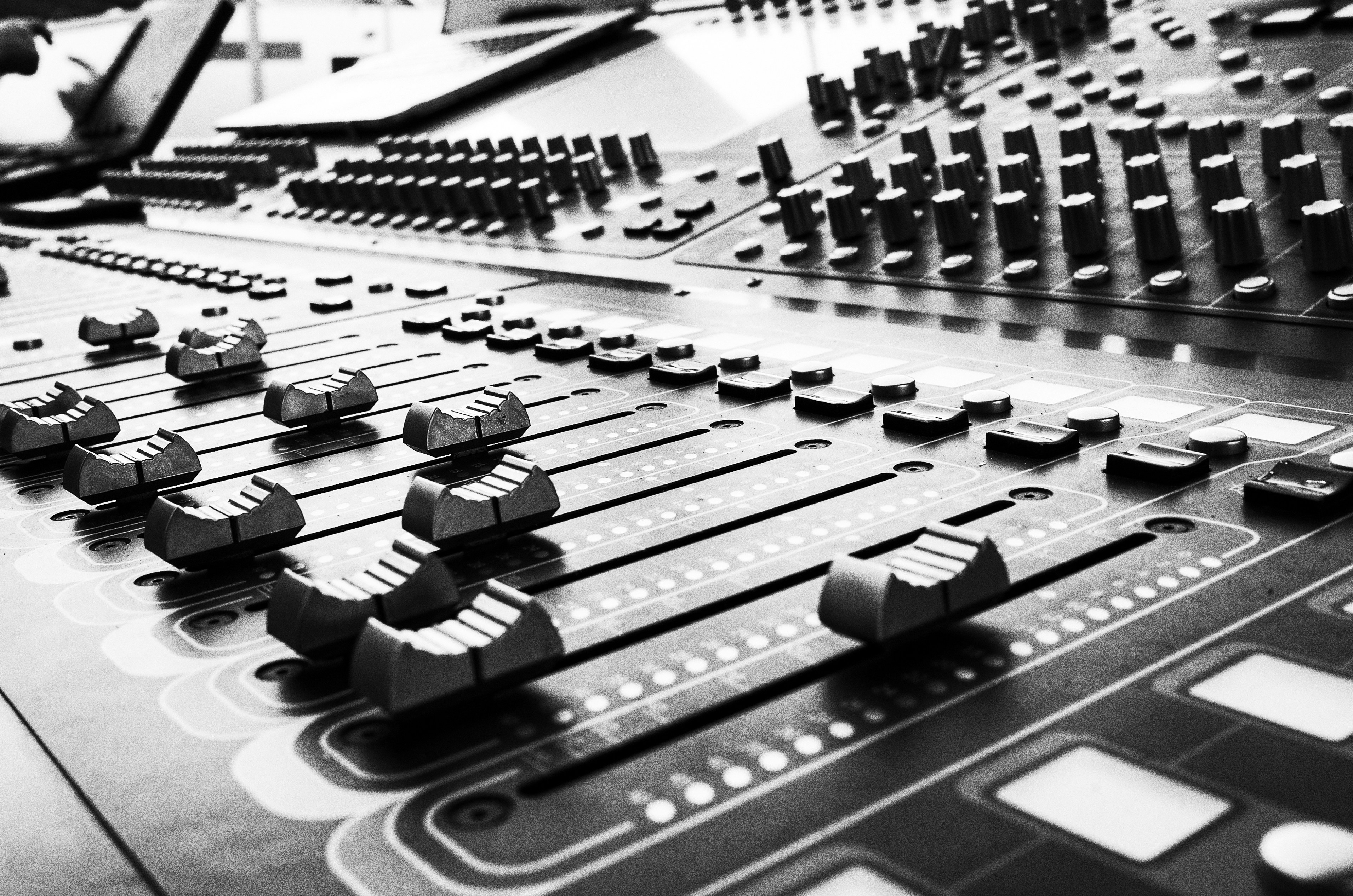 Audio Mixing Console Close-up